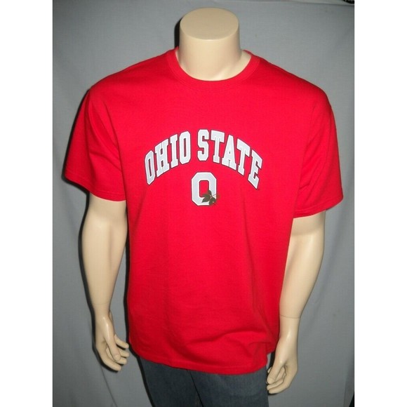 OHIO STATE UNIVERSITY T Shirt UniSex Adult Size Large Red Buckeyes NCAA - Picture 1 of 2